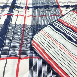 Kit Cobre Leito Solteiro Matelado Estampado Listrado Algodão 2 Peças - 4