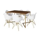 Ver imagem 6 de Mesa Jantar Industrial Amêndoa 137X90Cm Base V C/6 Poltronas Daw Brancas Base Dourada Cor: Amendoa