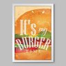 Quadro Cozinha Its's My Burger - 90x60cm - Moldura Caixa Branco - 1