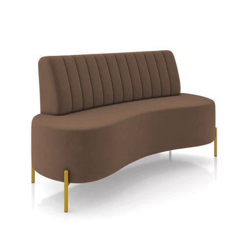 Sofá 2 Lugares Living 135cm Pé Ferro Dourado Maraú Veludo Marrom K01 - D'Rossi