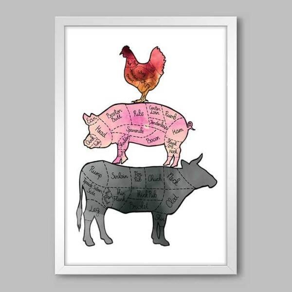 Quadro Cozinha Pecuária - 20x30cm - Moldura Caixa Branco - 1