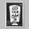 Quadro Cozinha Keep Calm & Cook On - 90x60cm - Moldura Caixa Branco - 1