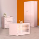 Ver imagem 1 de Conjunto Berço Mini Cama, Cômoda Trocador e Guarda Roupa Rosa