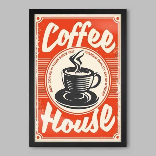 Quadro Cozinha Coffee - 45x30cm - Moldura Padrão Preto - 1