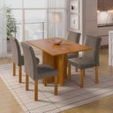 Ver imagem 1 de Conjunto Sala de Jantar Mesa 4 Cadeiras Tampo de MDF Carol Marrom Cinamomo/Bege