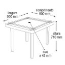 Ver imagem 3 de Mesa Quadrada Plástico Desmontável 90cm Preta + 2 Cadeiras Vime Empilhável