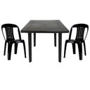 Ver imagem 1 de Mesa Quadrada Plástico Desmontável 90cm Preta + 2 Cadeiras Vime Empilhável