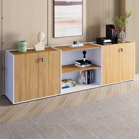 Armário para Escritório F5 4 Portas 2 Prateleiras MDP 240cm F5 Office