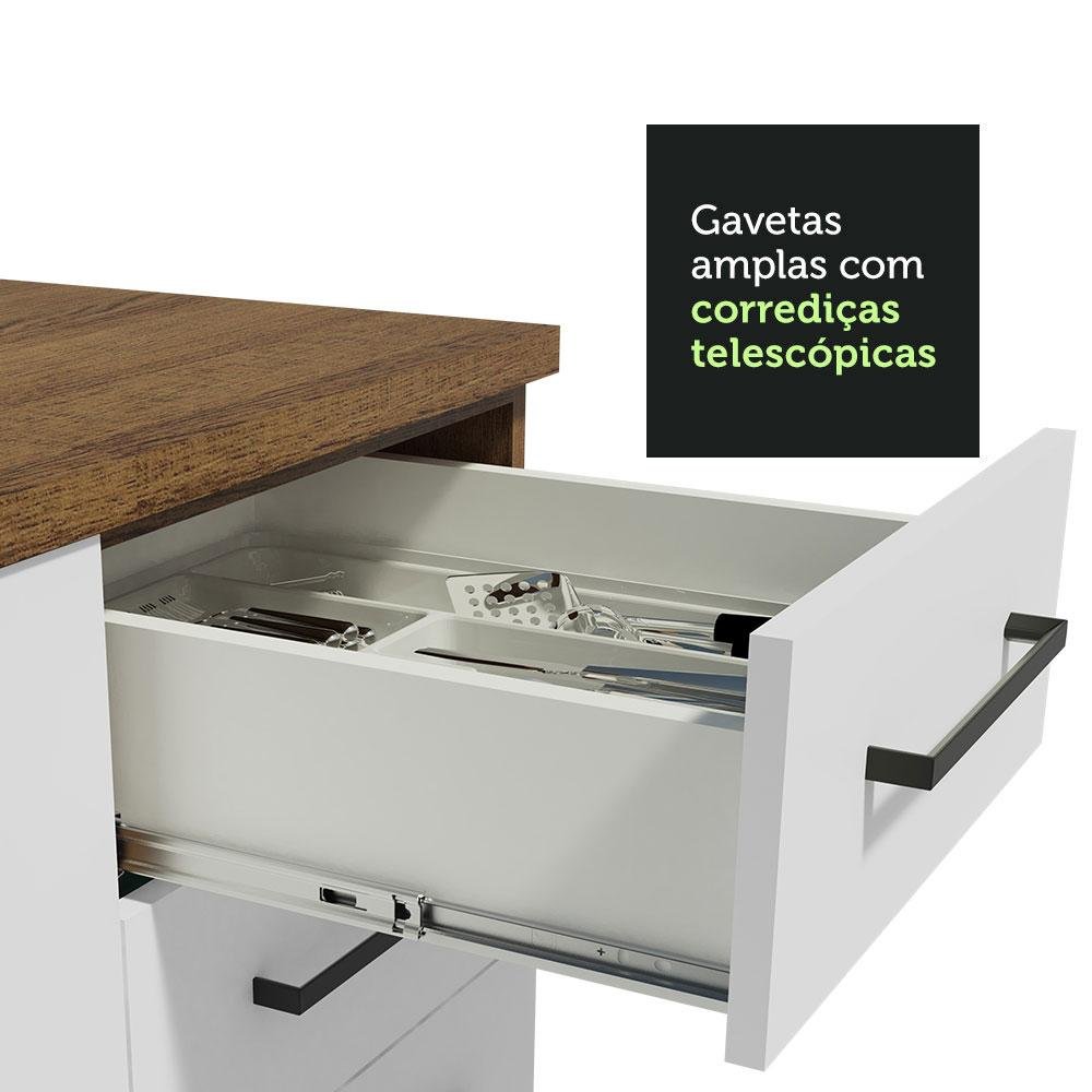 Balcão de Pia Cozinha 2 Portas e 3 Gavetas Rustic/Branco Agata Madesa - 8