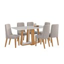 Ver imagem 2 de Conjunto Sala de Jantar Mesa Easy Pop 170x90cm Tampo Vidro/mdf com 6 Cadeiras Seat Veludo Liso