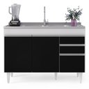 Ver imagem 7 de Balcão Gabinete 120cm 3 Portas 2 Gavetas Michigan Branco/Preto - Lumil Móveis