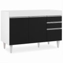 Ver imagem 2 de Balcão Gabinete 120cm 3 Portas 2 Gavetas Michigan Branco/Preto - Lumil Móveis