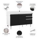 Ver imagem 3 de Balcão Gabinete 120cm 3 Portas 2 Gavetas Michigan Branco/Preto - Lumil Móveis