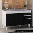 Ver imagem 2 de Balcão Gabinete 120cm 3 Portas 2 Gavetas Michigan Branco/Preto - Lumil Móveis