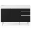 Ver imagem 6 de Balcão Gabinete 120cm 3 Portas 2 Gavetas Michigan Branco/Preto - Lumil Móveis