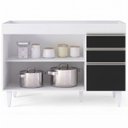 Ver imagem 5 de Balcão Gabinete 120cm 3 Portas 2 Gavetas Michigan Branco/Preto - Lumil Móveis