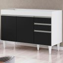 Ver imagem 1 de Balcão Gabinete 120cm 3 Portas 2 Gavetas Michigan Branco/Preto - Lumil Móveis