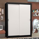 Ver imagem 1 de Guarda-Roupa Solteiro Madesa Denver 2 Portas de Correr Preto/Branco Cor:Preto/Branco