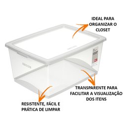 Kit 4 Caixas Organizadora Ordene 7,5 15, 30 e 60 Lt C/ Tampa - 2