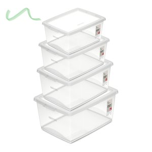 Kit 4 Caixas Organizadora Ordene 7,5 15, 30 e 60 Lt C/ Tampa