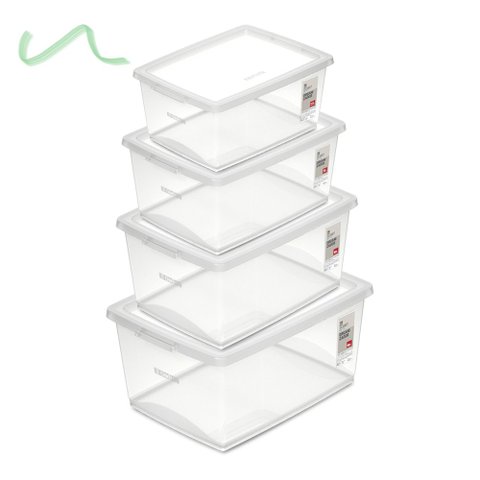 Kit 4 Caixas Organizadora Ordene 7,5 15, 30 e 60 Lt C/ Tampa