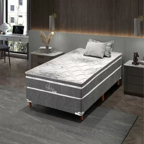 Colchao Solteiro Mola Polar Safira Ensacada Cinza 88x188x24