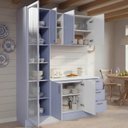 Ver imagem 2 de Cozinha Planejada 3 Peças com Tampo com Cristaleira Marselha CabeCasa MadeiraOriginals Azul/Sereno