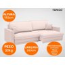 Sofá Tango 2,00M Sem Caixa, Retrátil e Reclinável Velosuede Areia - Netsofás - 8