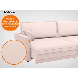 Sofá Tango 2,00M Sem Caixa, Retrátil e Reclinável Velosuede Areia - Netsofás - 6