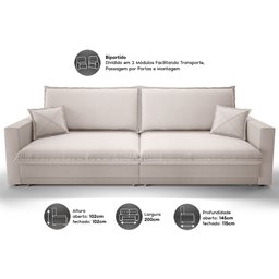 Sofá Tango 2,00M Sem Caixa, Retrátil e Reclinável Velosuede Areia - Netsofás - 3 Sofá Tango 2,00M Sem Caixa, Retrátil e Reclinável Velosuede Areia - Netsofás - 3