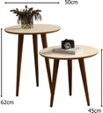 Ver imagem 2 de Kit 2 Mesas Lateral e Apoio Redonda Estilo Retrô Pés Palito cor Off White / Freijó - Comprar Móveis