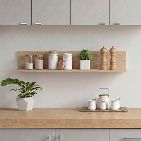 Prateleira Decorativa de Parede Odda MDP 100cm Bege Mercado Das Prateleiras