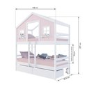 Ver imagem 3 de Beliche Casinha Dos Sonhos com 02 Gavetas Madeira Maciça Rosa/ Branco Megamobilia