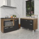 Ver imagem 2 de Gabinete Cozinha Armário Balcão de Pia 120 Cm Aline e Balcão para Fogão Cooktop 5 Bocas e Forno Alan
