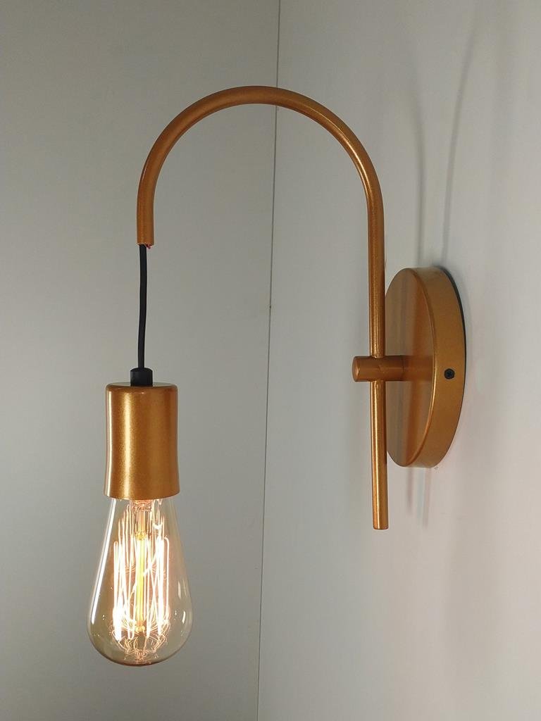 Arandela Abajur Luminária Parede Quarto Cama Moderno Dourado ...