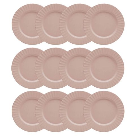 Conjunto 12 Pratos Rasos Redondos 27cm Bege Melamina Gerbera Lyor Refeições Restaurante Buffet