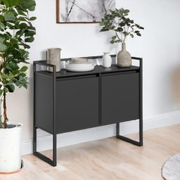 Conjunto Buffet Compacto e Aparador Industrial Preto - 5