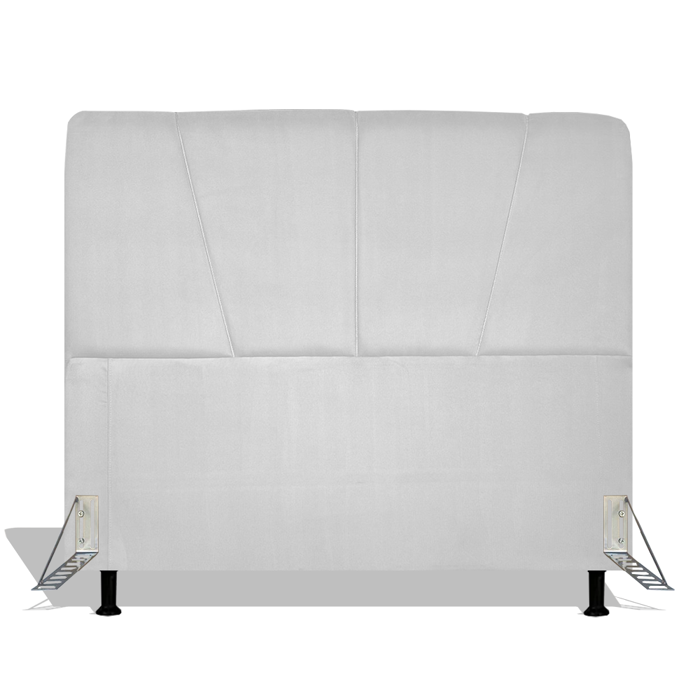 Cabeceira Estofada Topázio 140 cm Para Cama Box Quarto Casal Luxo MV Estofados Sintético Branco