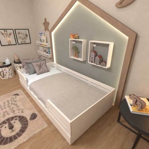 Cama Infantil Montessoriana Solteiro Lua