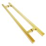 Puxador Portas Duplo Aço Inox Dourado Metálico Acetinado Aristocrata 2 m para portas: pivotantes/ -  - 2