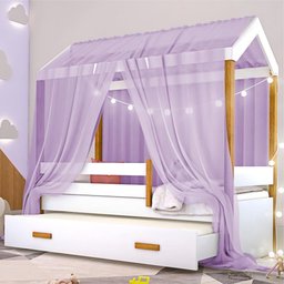 Cama Montessori com Auxiliar Cordão Led e Dossel - Lilás - 3