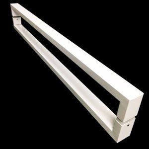 Puxador Portas Duplo Aço Inox Branco Greco 30 cm para portas: pivotantes/madeira/vidro temperado/