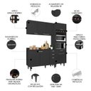 Ver imagem 4 de Armário de Cozinha com Tampo Cp02 180cm Pérola Preto Z34 - Mpozenato