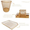 Ver imagem 2 de Kit Escritório Lixeira, Organizador De Mesa, Bandeja Organizadora Dourado