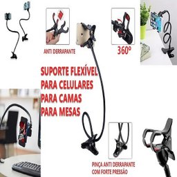 Suporte Celular Mesa Cabeceira Cama Haste Flexível Universal:Preto - 3