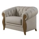 Ver imagem 1 de Poltrona Decorativa Capitone Milano Pes Madeira Linho Tcs 701 Moll