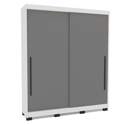Roupeiro Valência 2 Portas de Correr 2 Gavetas 177x213cm Branco/Cinza 240835