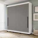 Ver imagem 2 de Roupeiro Valência 2 Portas de Correr 2 Gavetas 177x213cm Branco/Cinza 240835