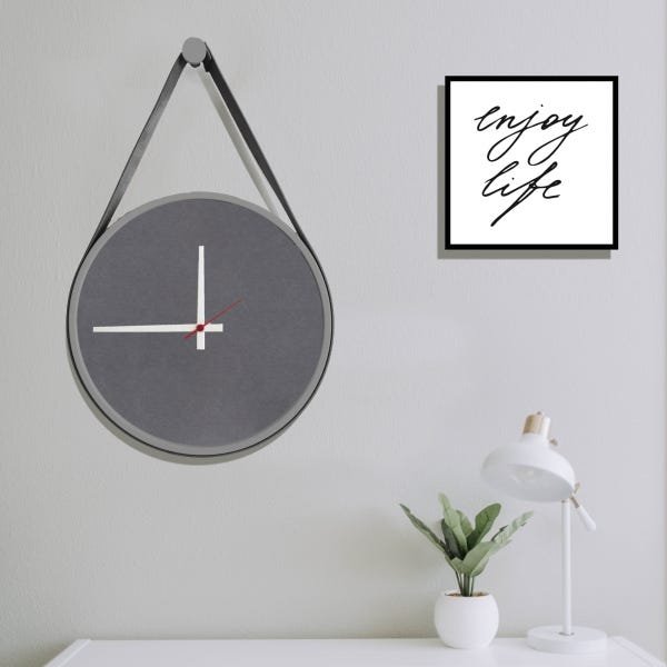 Relógio Adnet Branco Alça Preta Mostrador Cinzell Ponteiro Branco 40 cm - 2