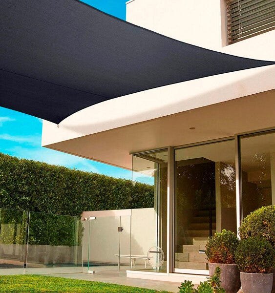 Tela Shade Preta Decorativa Com Bainha Ilhós e Kit 5x4 - 6